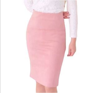 SUEDE mini pencil skirt pink Barbie core gorpcore size Medium NWOT